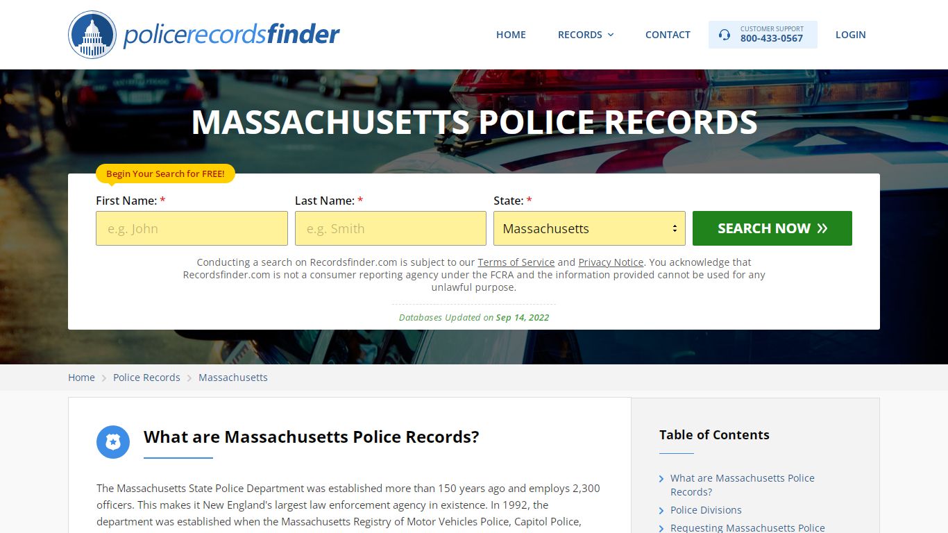 Massachusetts Police Records Search & Police Departments Online